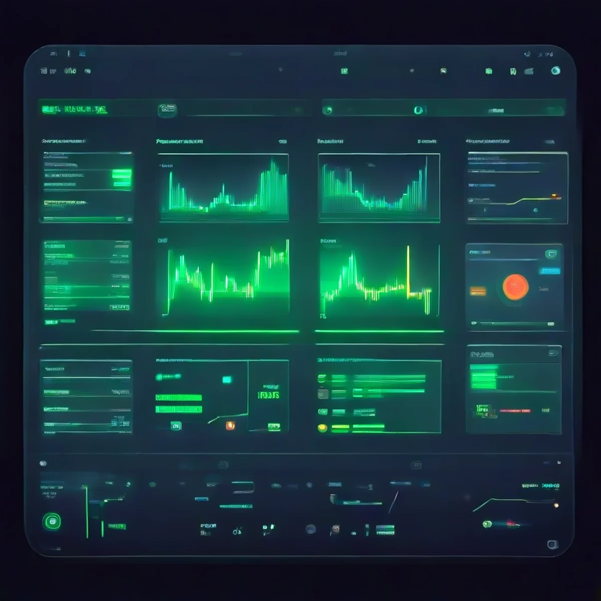 Dashboard digitale ad alta tecnologia che mostra l'orchestrazione di un sistema multi-agente.