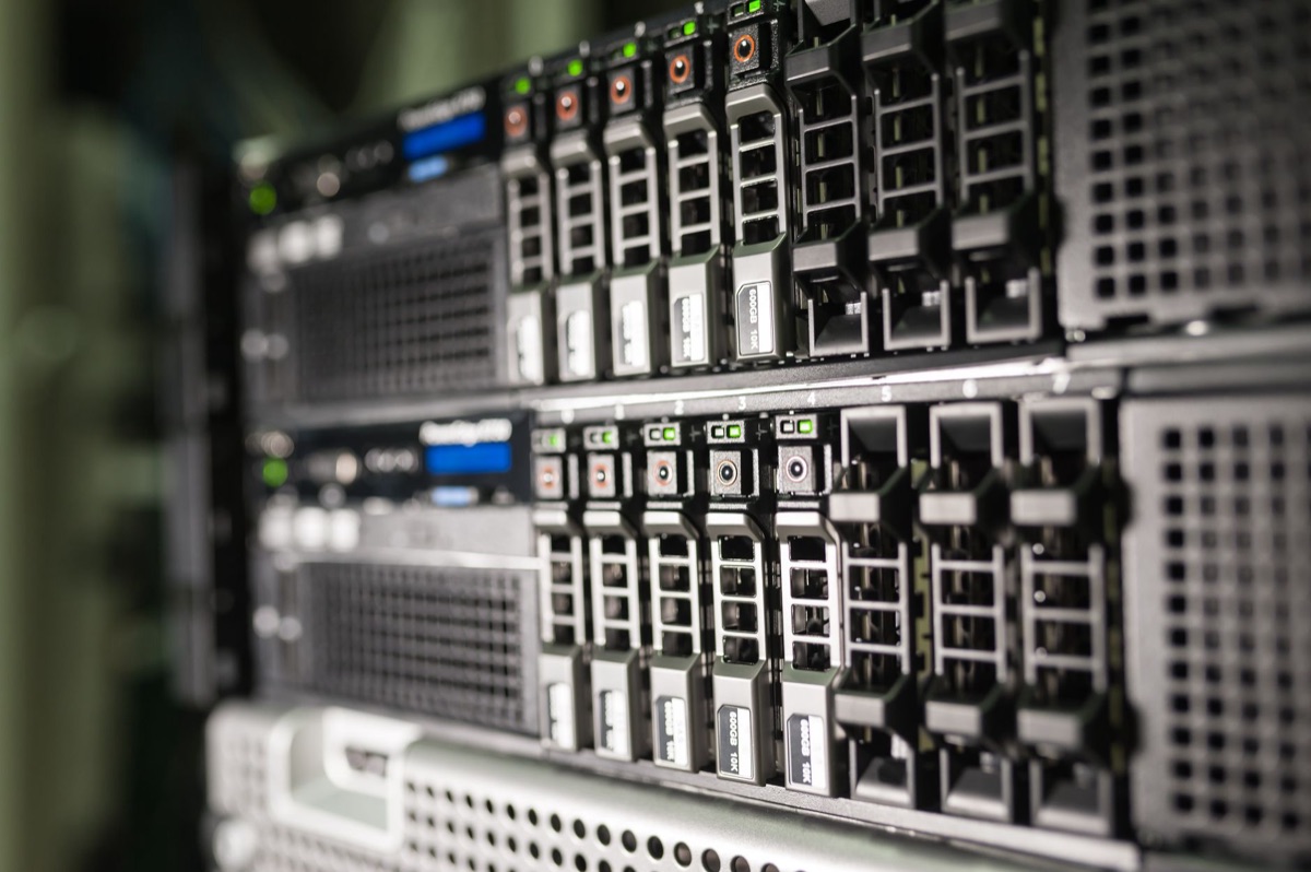 data center server farm under golden hour light