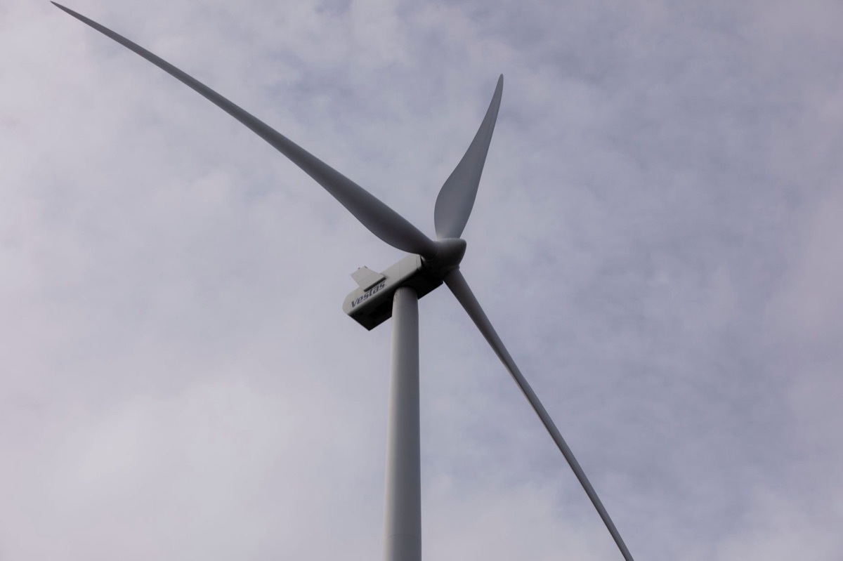 Wind turbine in open field