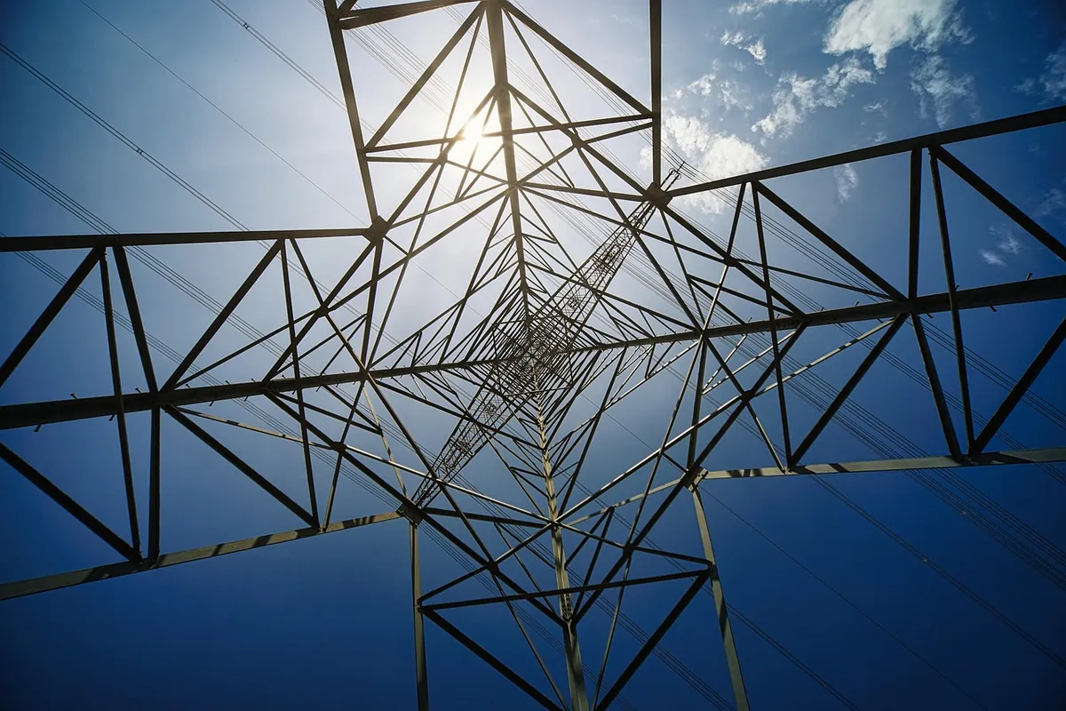 pylon, electricity, sun, power, grid, infrastructure, industrial, landscape, sky, cloudscape, perspective, height, nature, scale